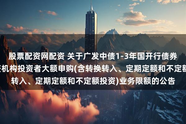 股票配资网配资 关于广发中债1-3年国开行债券指数证券投资基金调整机构投资者大额申购(含转换转入、定期定额和不定额投资)业务限额的公告